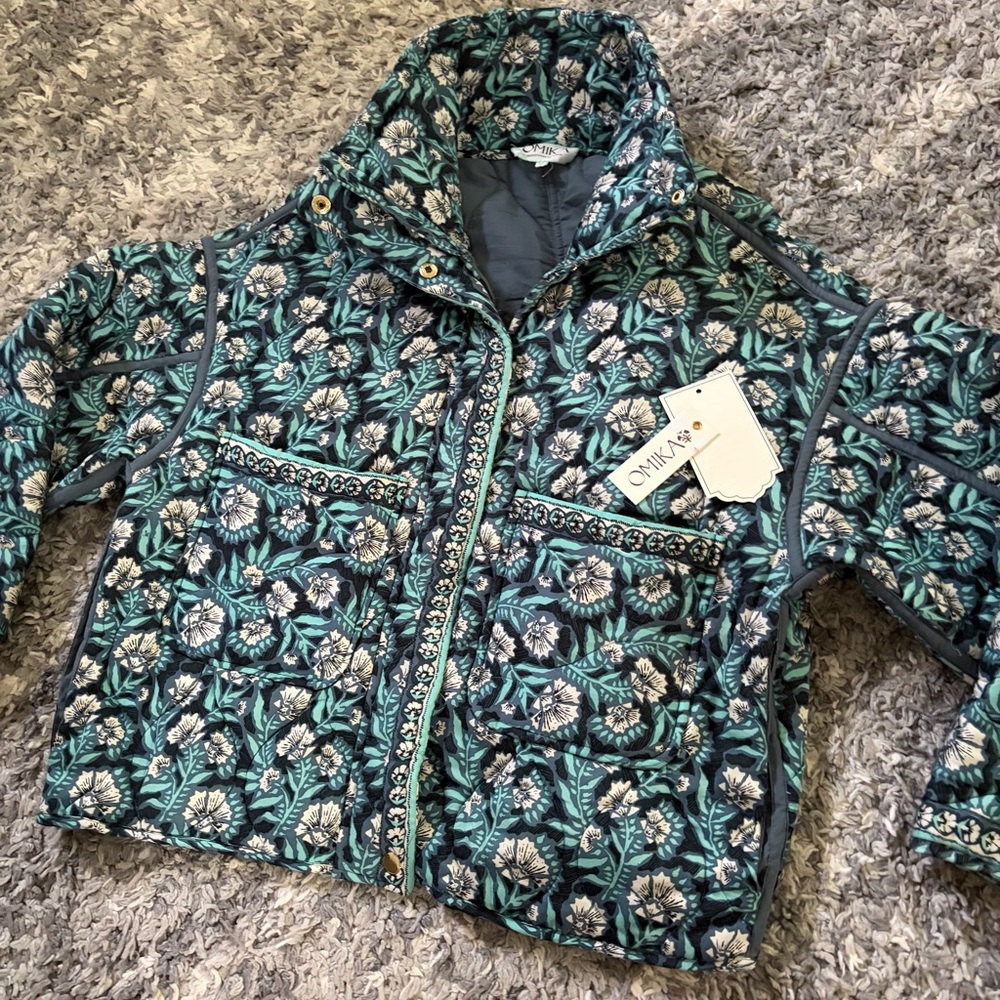 Omika Karima Margo Brook Quilted Jacket Handmade in India Womens M Retail $398